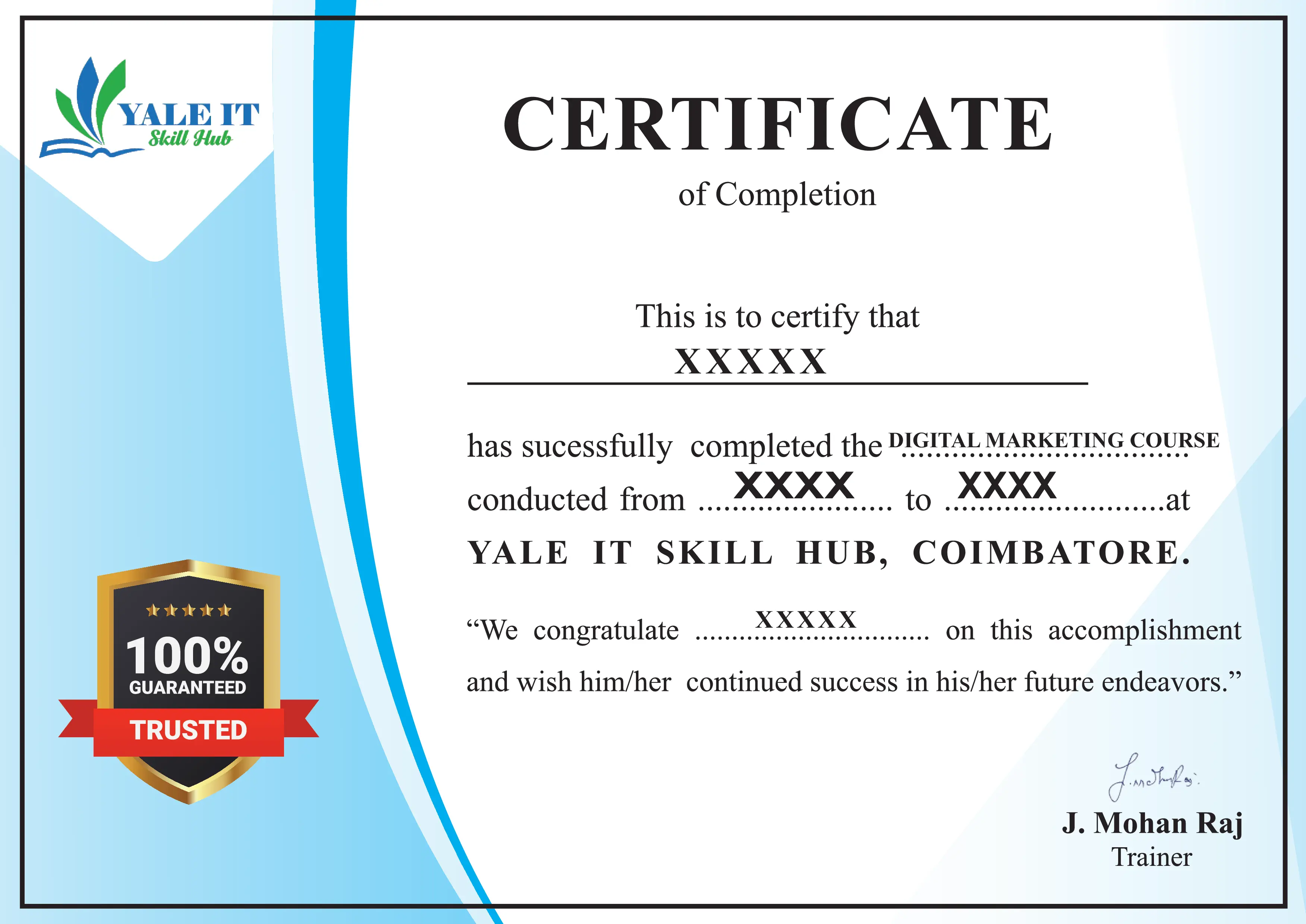 Certificate of Digital Marketing Coimbatore